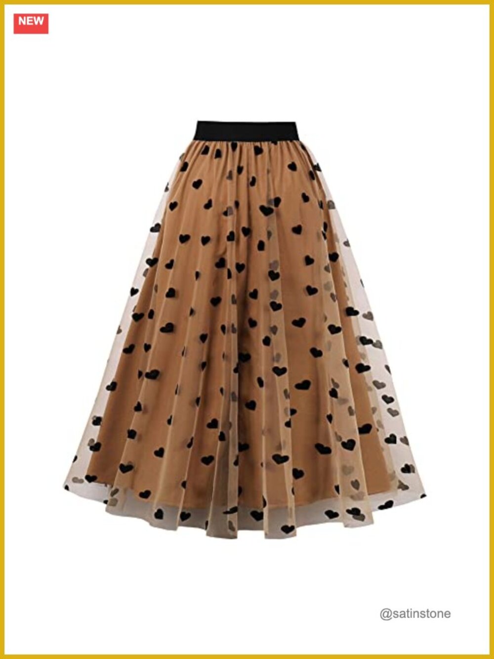 Women's Long Tulle Heart Floral Fairy Midi Skirt High Waist A-Line Party